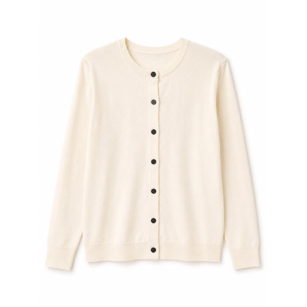 Women’s Ivory Button Front Cardigan Sweater Soft Knit Long Sleeve Classic M - Picture 2 of 9